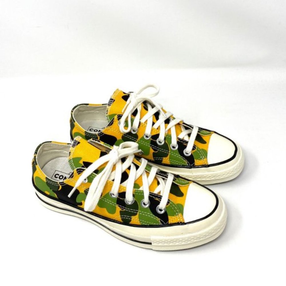Converse Chuck 70 Low Canvas Camo Yellow Green Sneakers Women's Sizes 164408C - Picture 3 of 9